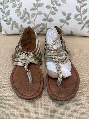Lucky Brand Metallic Gold Braided Strappy Sandals